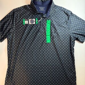 NWT Ben Sherman Sport Men's XL Blue Polo Shirt Golf Casual Pattern Short Sleeve